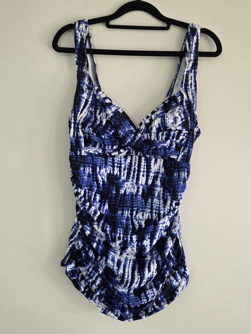 Suddenly Slim By Catalina One Piece Blue Tie Dye Swim Bathing Suit Size 1x (16w)